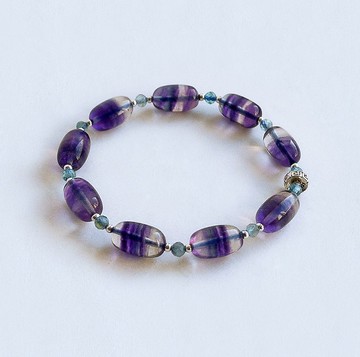 寶石系 天然礦石 螢石 藍磷灰 925純銀 手鍊