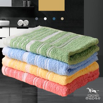 【OKPOLO】台灣製造三線色紗吸水毛巾-12入組(純棉家庭首選)