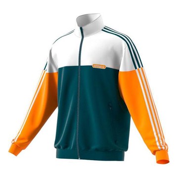 adidas originals Split Firebird Colorblock Casual Sports Stand Collar Side Stripe Windproof Jacket Yellow Green