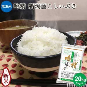 無洗米 吟精 新潟産こしいぶき 20kg(5kg×4) ｜お米 20kg 無洗米 送料無料 白米 コシヒカリ新潟 手荒れ防止 エコ ギ