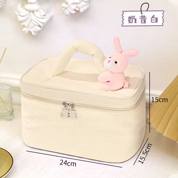 免運🔮燈芯絨化妝包可愛高級感簡約手提大容量便攜旅行洗漱包化妝收納包防水收納包 洗漱包 大容量化妝包 化妝袋 分層化妝包