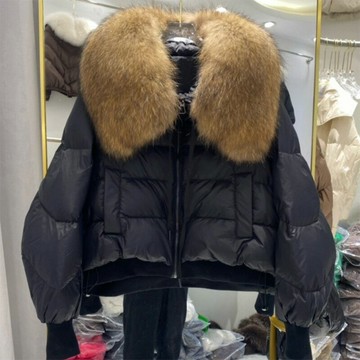 【巴黎精品】現貨+預購頂級貉子毛領真羽絨外套白鴨絨外套羽絨衣秋冬保暖大碼休閒女裝-短款女外套7色a1ld4