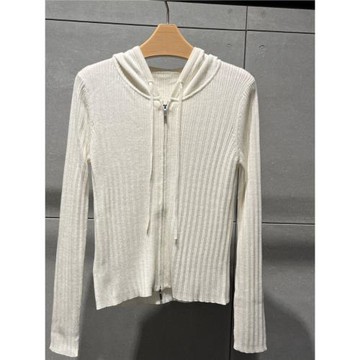 MM同源商場同款25秋季新品綿羊毛連帽拉鏈針織外套上衣5F7131931