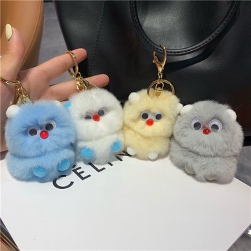 【臺灣出貨】可愛小怪獸毛球鑰匙扣網紅ins毛絨玩偶書包掛飾送閨蜜生日禮物