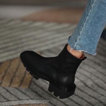 獨家天使短靴女2022年秋冬新款方頭粗跟網紅韓版顯瘦百搭氣質女靴