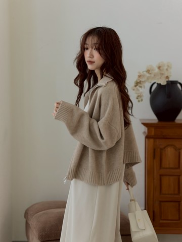 兩穿雙拉鍊針織外套