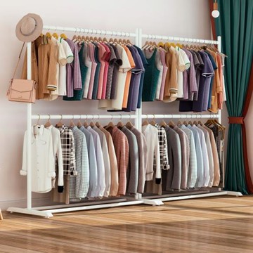 雙層晾衣架落地折疊室內曬衣架陽臺臥室掛衣架子家用簡易衣帽架