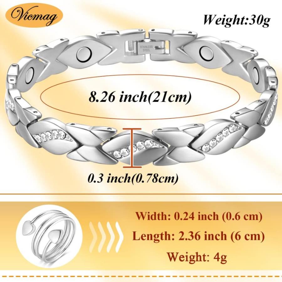 Vicmag 磁気ブレスレット レディース チタンスチールブレスレット 3500