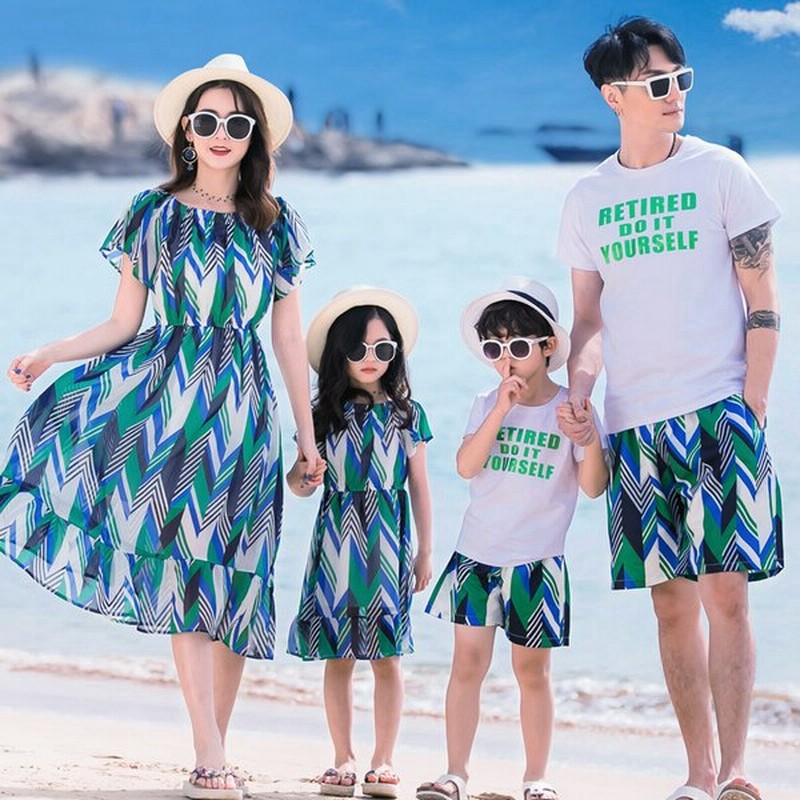 親子お揃い ワンピース Tシャツ ハーフパンツ おそろい 親子ペア 親子ペアルック 誕生日 ギフト 花柄 パパママ子供家族旅行 通販 Lineポイント最大0 5 Get Lineショッピング