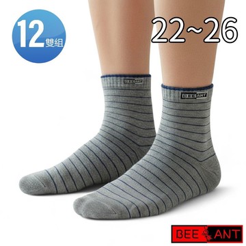 【蜂蟻】細條紋1/2休閒襪(12雙組#BA7002)