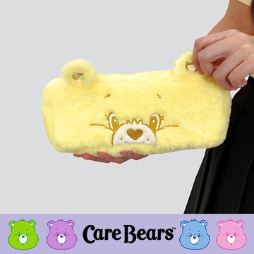 【CARE BEARS彩虹熊】療癒絨毛造型大容量多用途收納包 黃色熊