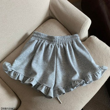 ins超火高腰闊腿休閒短褲女夏季韓版寬鬆百搭木耳邊運動沙灘熱褲