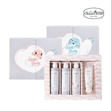 Baan 貝恩 嬰兒寶貝禮盒4件組(泡泡香浴露200ml+洗髮精200ml+爽膚乳液 200ml+全效護膚膏75ml)