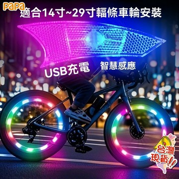 自行車風火輪 輪胎燈【Type-C充電插口 充電40分鐘可續航20小時】風火輪 充電款led輪轂燈 車輪燈 氛圍燈爆閃燈