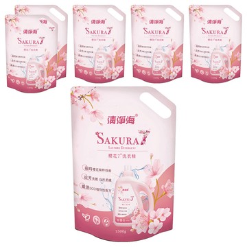 清淨海 櫻花7+系列 洗衣精補充包  1.5kg  6包