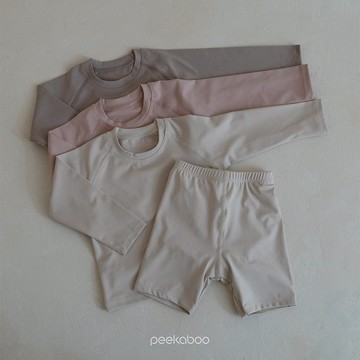 peekaboo 新素色長袖泳衣套裝｜兒童泳衣 嬰兒泳衣 寶寶泳衣 泳帽 女童泳衣 男童泳衣 韓國童裝
