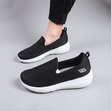 舒適女鞋媽媽鞋2023新款老北京布鞋一腳蹬網鞋中老年散步健步鞋子