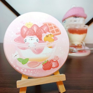 莓滿奶酪 - 矽藻杯墊 - 系列4