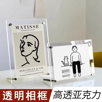 透明亞克力相框明信片展示架相框擺臺照片門票票根展示畫框5678寸【益三和】可開發票