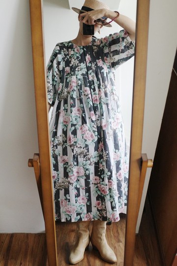 Vintage 棉質大花洋裝