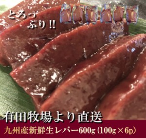 牛 生レバー！宮崎県有田牧場より直送！新鮮！九州産牛生レバー600g（100g×6パック）送料無料(北海道・沖縄は除く） ギフト