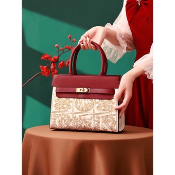 高級感喜媽媽婚宴包2025新款大氣中年紅色結婚包大容量手提斜挎包