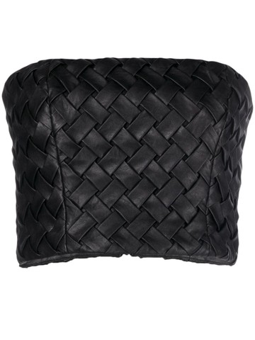 ROTATE BIRGER CHRISTENSEN - interwoven strapless crop top - women - Recycled Polyester/Polyurethane/Polyester/Spandex/Elastane - 36 - Black