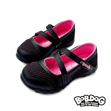 【BOBDOG】勾花繞帶健走公主鞋-黑