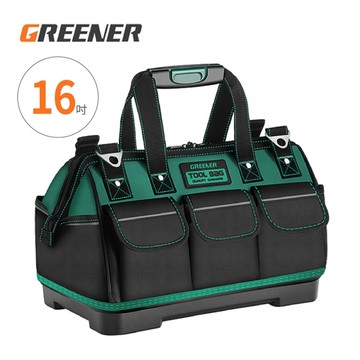 GREENER【工程塑底工具收納包 16吋】手提工具袋 收納袋 帆布工作包 側背工具包 電工專用