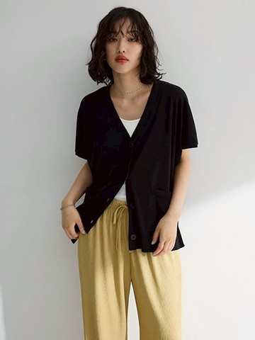 涼感側開衩法式袖開襟衫(06000475100) - Green Parks