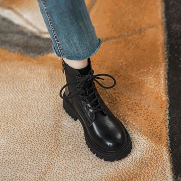 真皮馬丁靴女英倫風2025年新款春秋單靴黑色厚底短靴ins潮機車靴