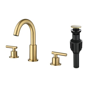 LESUN跨境無鉛金色黑色三孔分體式冷熱面盆浴室水龍頭下水酒店家{鑫弘-工葉電器}可開發票