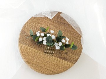 桉樹髮梳鮮花婚禮髮梳新娘碎花發片