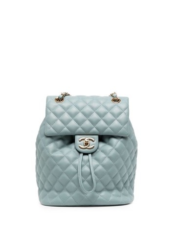 CHANEL Pre-Owned - 2017 Urban Spirit quilted backpack - women - Lamb Skin - One Size - Blue