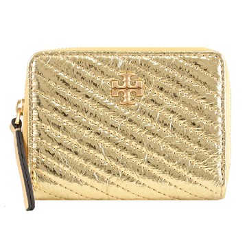 TORY BURCH 162159 亮面揉製絎縫拉鍊卡片零錢包.金