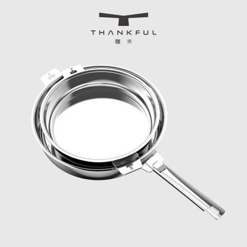 【THANKFUL 膳夫】鋼好鍋系列 - 24cm+28cm 不鏽鋼煎鍋組 (含可拆手柄*1)/316不鏽鋼/SGS認證