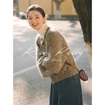 RIXO STREET法式時尚亮片針織衫鹽系輕熟高級感長袖上衣外套小眾