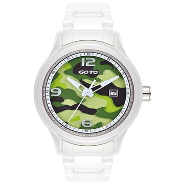 GOTO NO.7迷彩系列腕錶-白x綠/43mm