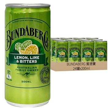 BUNDABERG 賓德寶 水果氣泡飲 青青檸檬風味 200ml 迷你罐  24罐