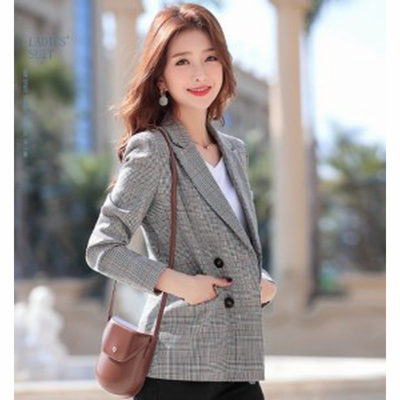 グレンチェック柄 テーラードジャケット チェックジャケット コートジャケット ショート丈 アウター レディース 韓国 オルチャン ファッ 通販 Lineポイント最大get Lineショッピング