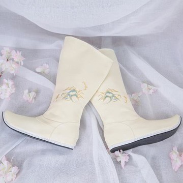 如夢霓裳漢服飾品復古翹頭尖頭皂靴官靴玉珂千層底繡花男女鞋布靴