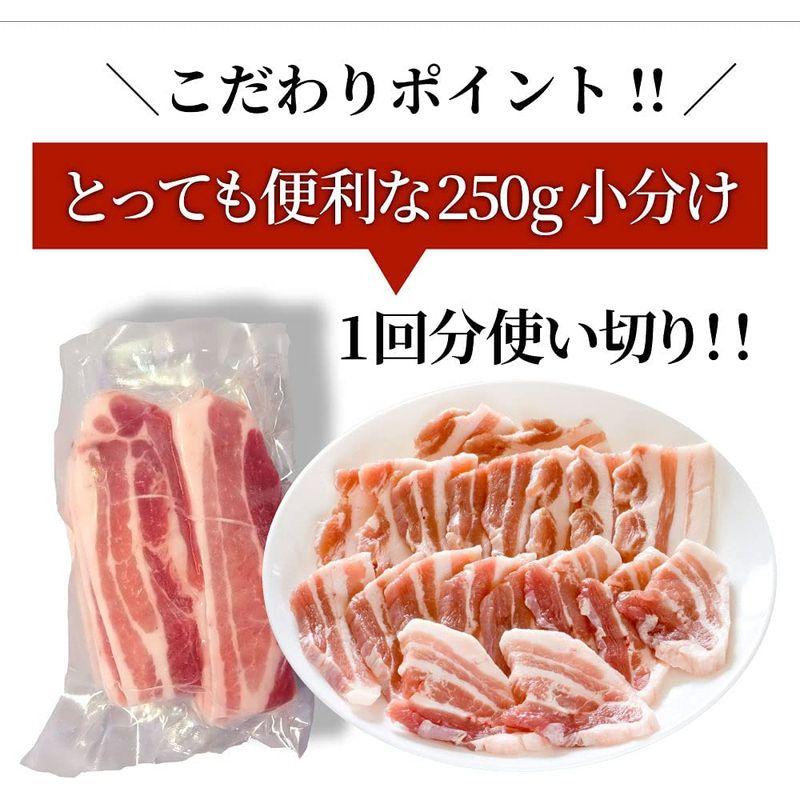 しゃぶまる 豚肉 豚バラ 1kg 焼肉用 厚切り (250g×4パック)