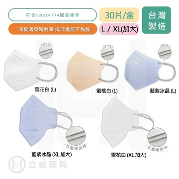 興安 夏季限定成人立體醫用口罩 30片/盒 雪花白/蜜桃白/藍紫冰晶 醫療級 清爽型 立體 加大 石墨烯【立赫藥局】