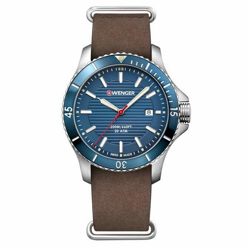 ウェンガー WENGER Sea Force ダイバー ブラウンレザーストラップ  
