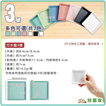 【綠藝家】莫蘭迪色方型水盤3號-多肉透氣四方矮盆水盤 四方盆水盤 底盤 托盤 盛水盤 盆栽 水盤