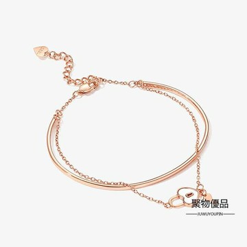 雙層愛心鎖鑰匙閨蜜手錬小眾設計手環女手飾品【聚物優品】