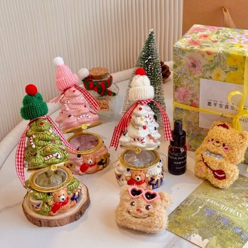 💥台灣出貨💥室內擴香瓶 香薰 室內香氛 擴香瓶 精油 小熊圣誕樹無火香薰禮盒 擴香石 生日禮物 實用高級感臥室持久香氛
