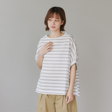 條紋輕薄透氣上衣 咖F