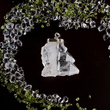 巴基斯坦 縫合水晶｜戰艦水晶 純銀手工包框 天然水晶項鍊 S25AB26-109