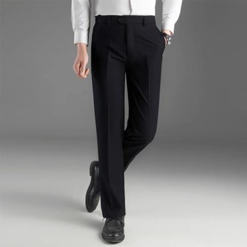 春秋男士職業正裝西褲中青年免燙上班商務休閑寬松直筒黑色長褲子